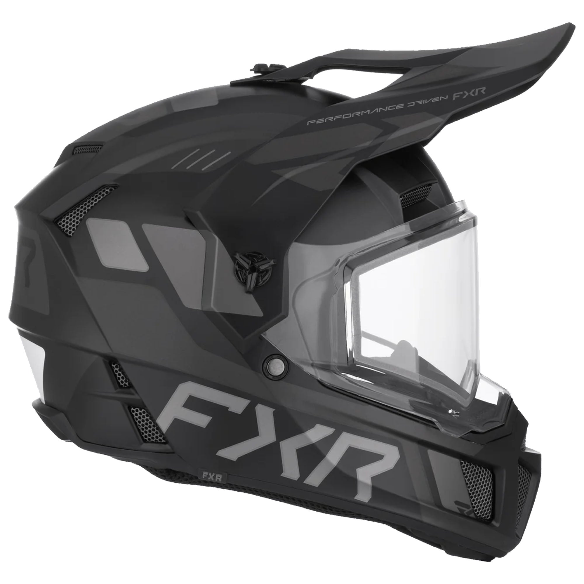 FXR  Youth Clutch X Helmet w Dual Shield Quick Release Dual Density EPS Black Ops FMVSS
