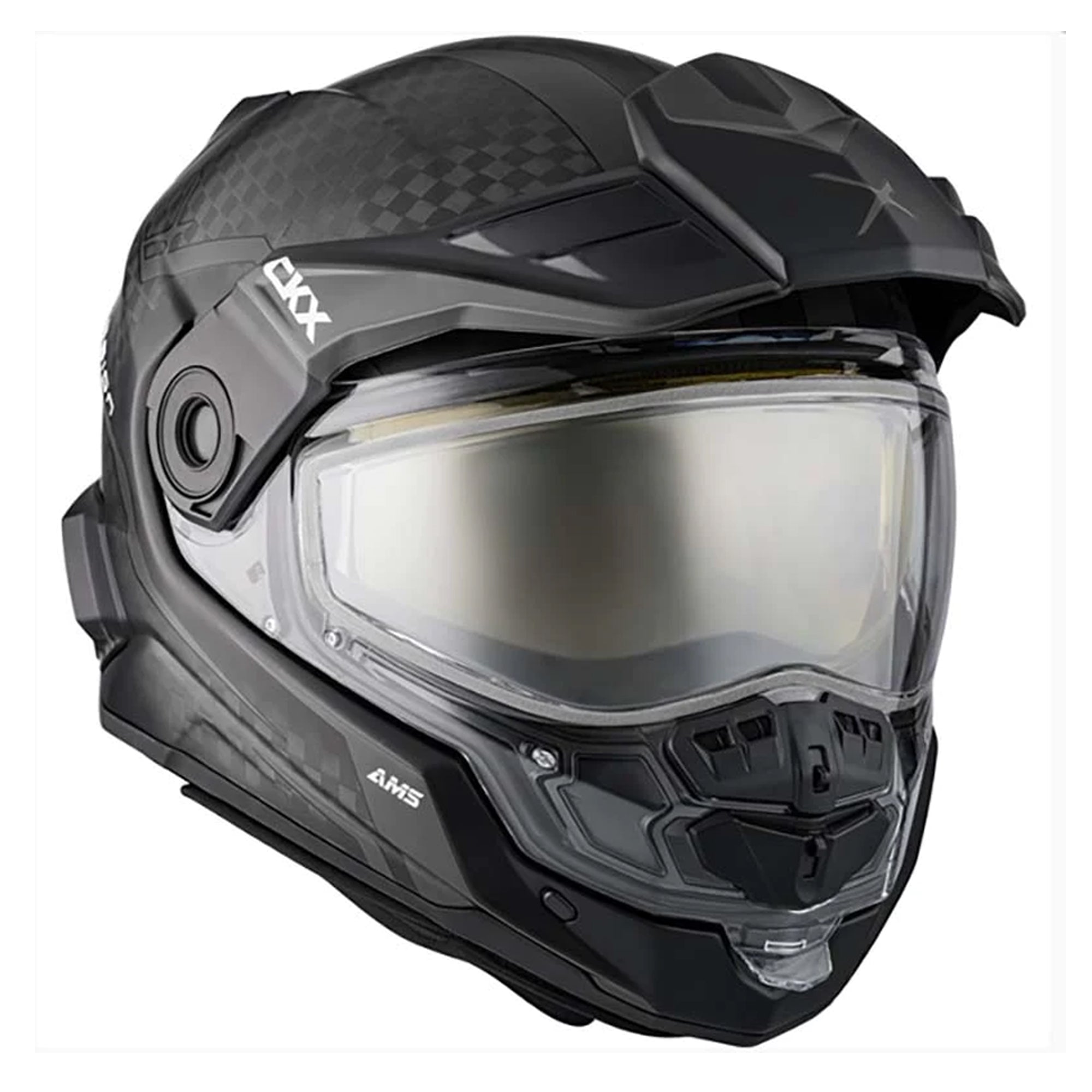 CKX Mission AMS Carbon Fury Snowmobile Helmet Heated Electric Shield Matte Grey