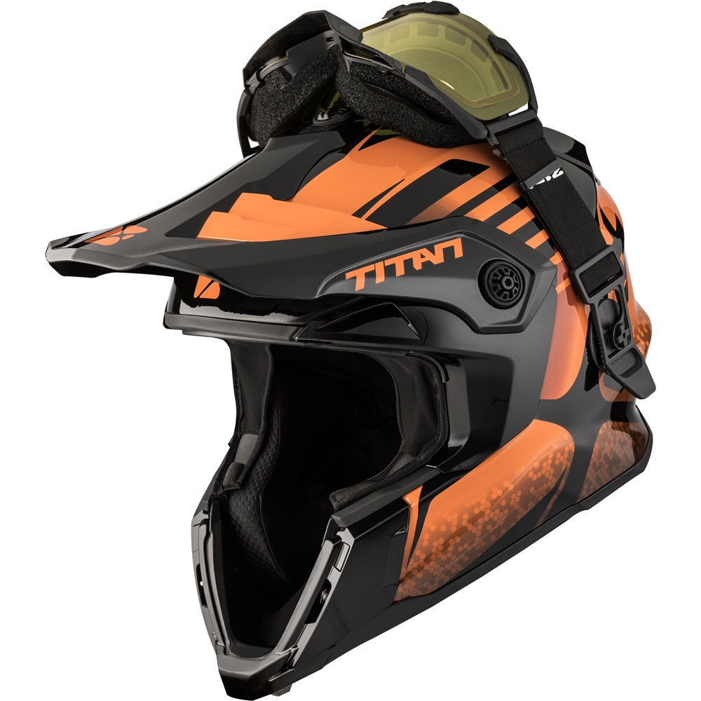 CKX  Titan Original Helmet Trail Backcountry Avid With 210 Goggles Glossy Orange FMVSS 218