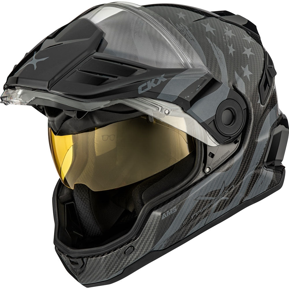 CKX  Mission Patriot Full Face Helmet Proclip Electric Double Shield Glossy Gray
