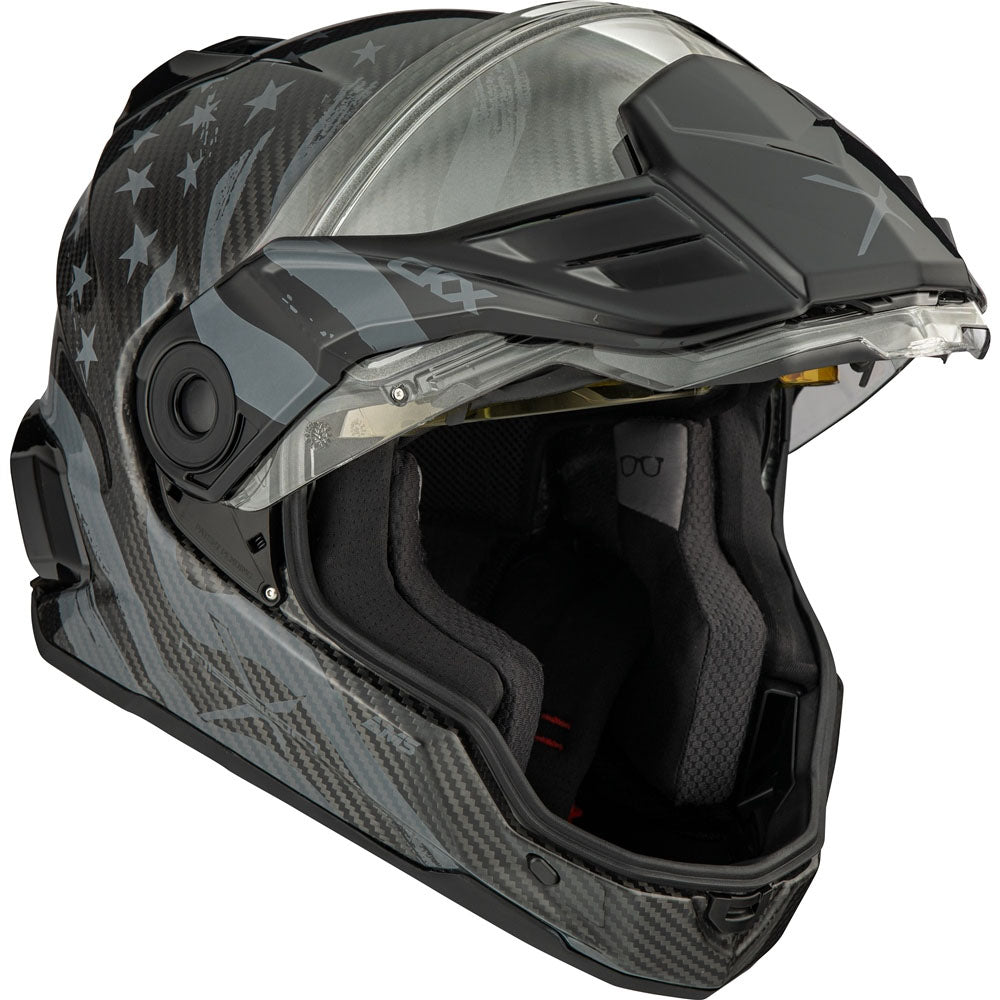 CKX  Mission Patriot Full Face Helmet Proclip Electric Double Shield Glossy Gray