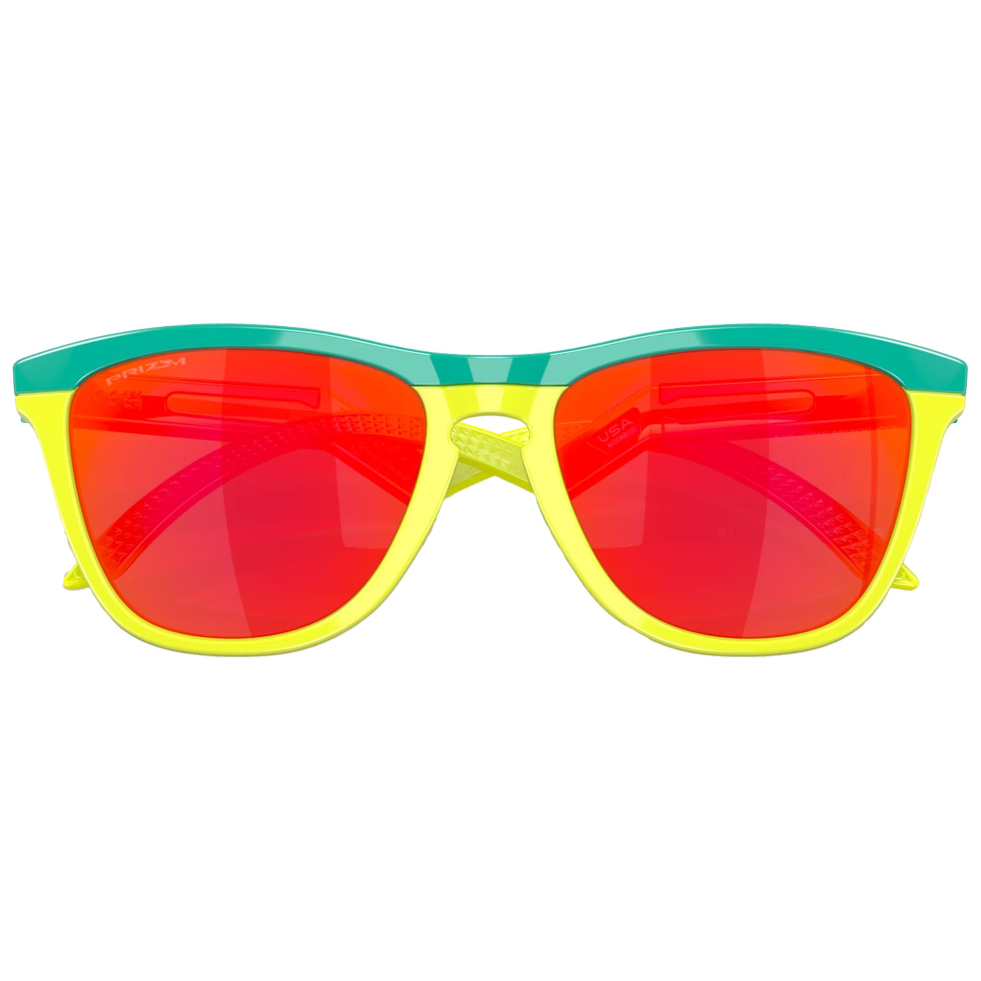 Oakley OO9289-0255 Frogskins Hybrid Prizm Ruby Lenses Celeste Tennis Ball Yellow Frame