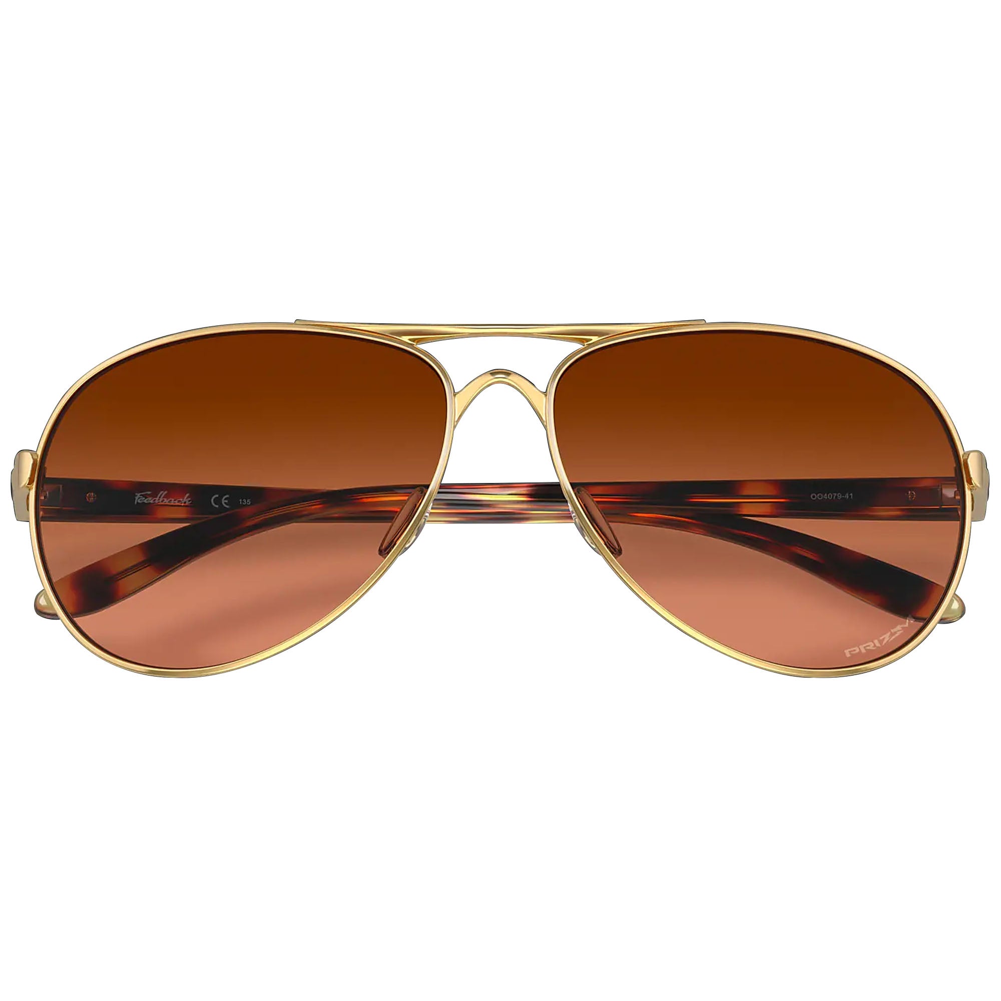 Oakley OO4079-4159 Womens Feedback Sunglasses Polished Gold Frame w Prizm Brown Gradient