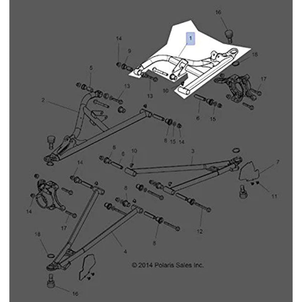 Polaris 1021940-458 Matte Black Front Left Upper Control Arm RZR  XP  Turbo  4