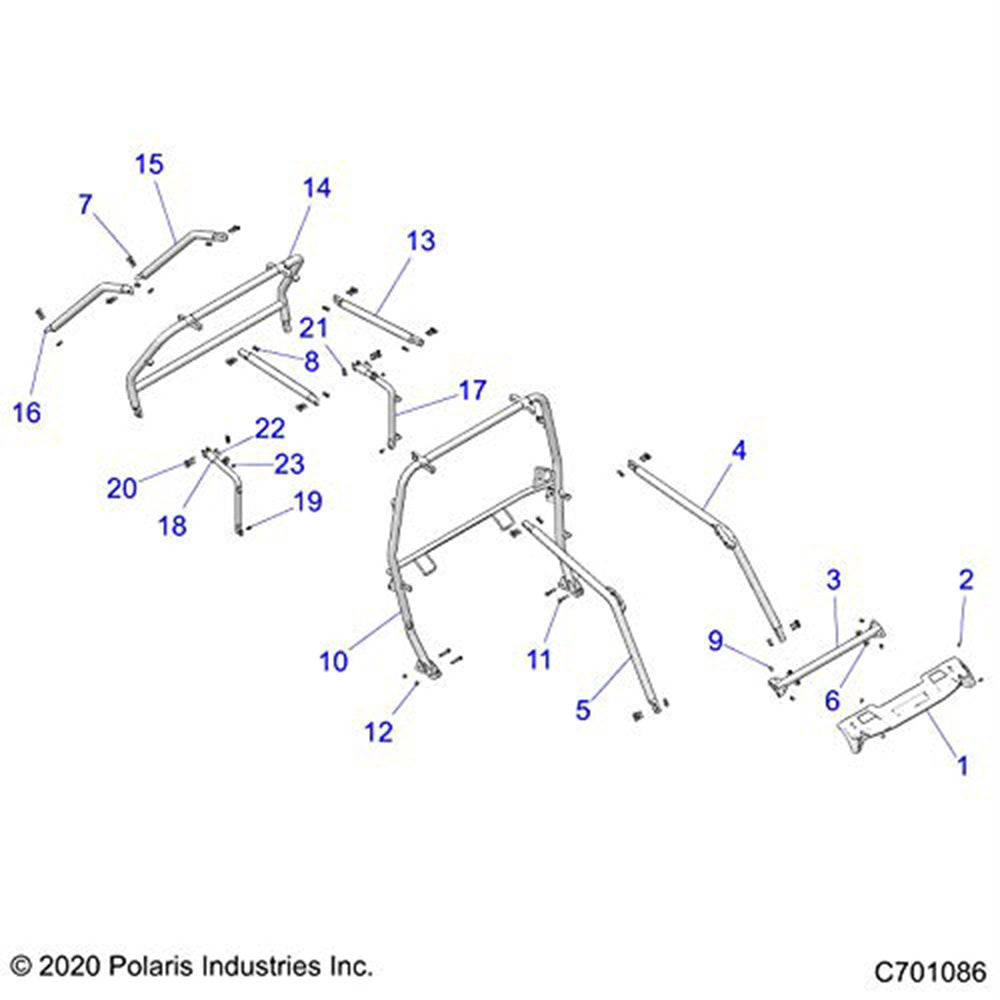 Polaris 1022097-458 Matte Black Rear Right No Res ROPS RZR Ranger 1000 XP  Turbo