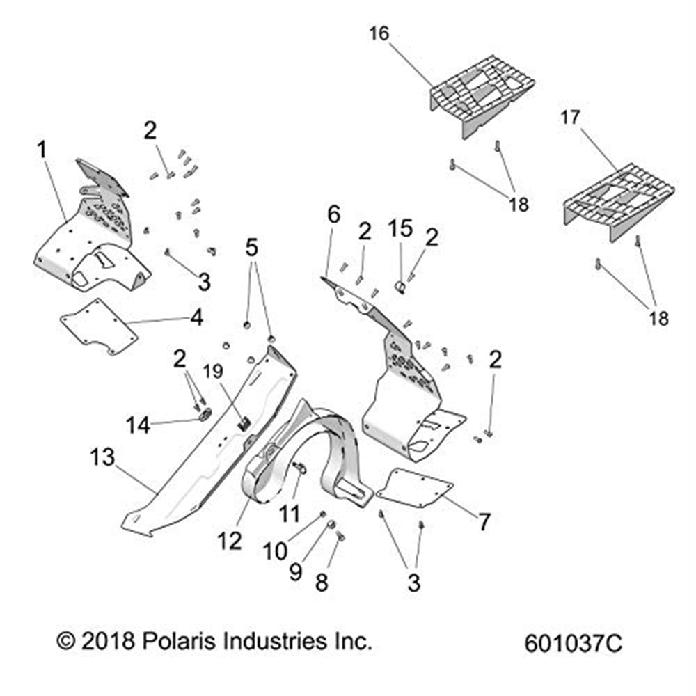 Polaris 1022249-647 Orange Burst Left Hand 155" Footrest XC Titan 800 XC  SP