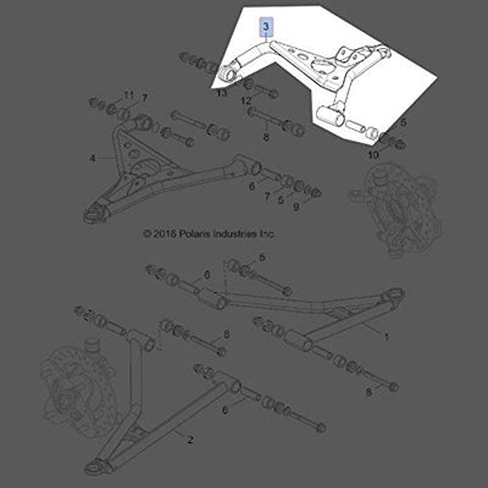 Polaris 1022797-458 Matte Black Front Left Upper Control Arm RZR 900 S 2017