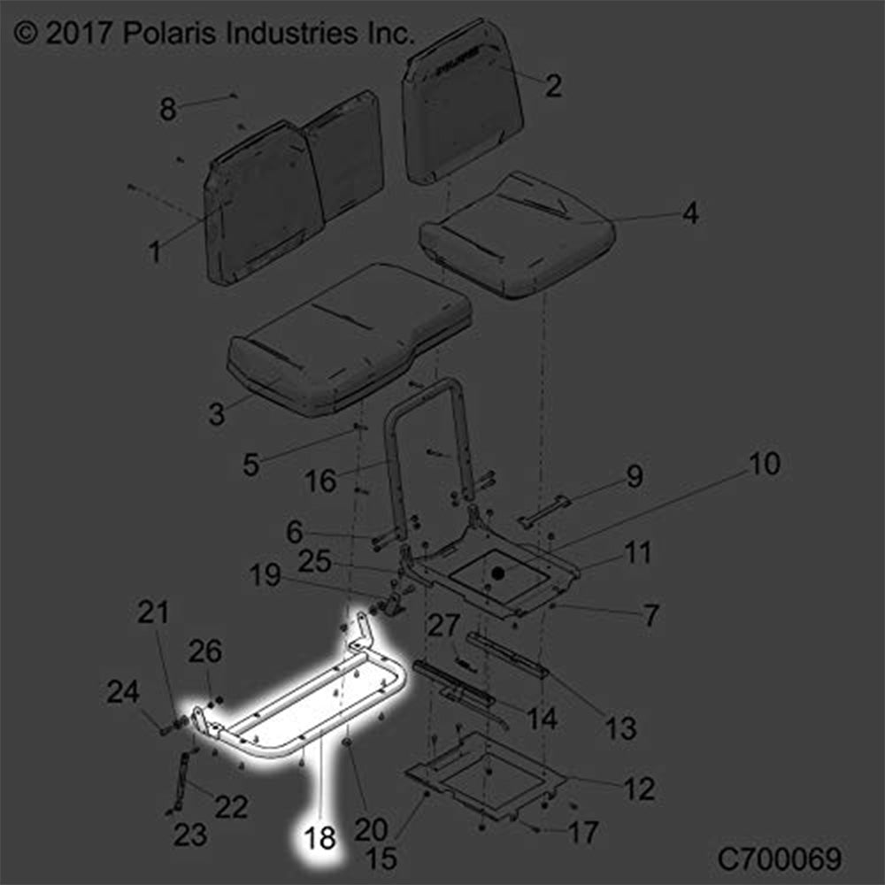 Polaris 1023099-458 Matte Black Pass Seat Base Ranger Trail Boss Pro XD 1000 XP