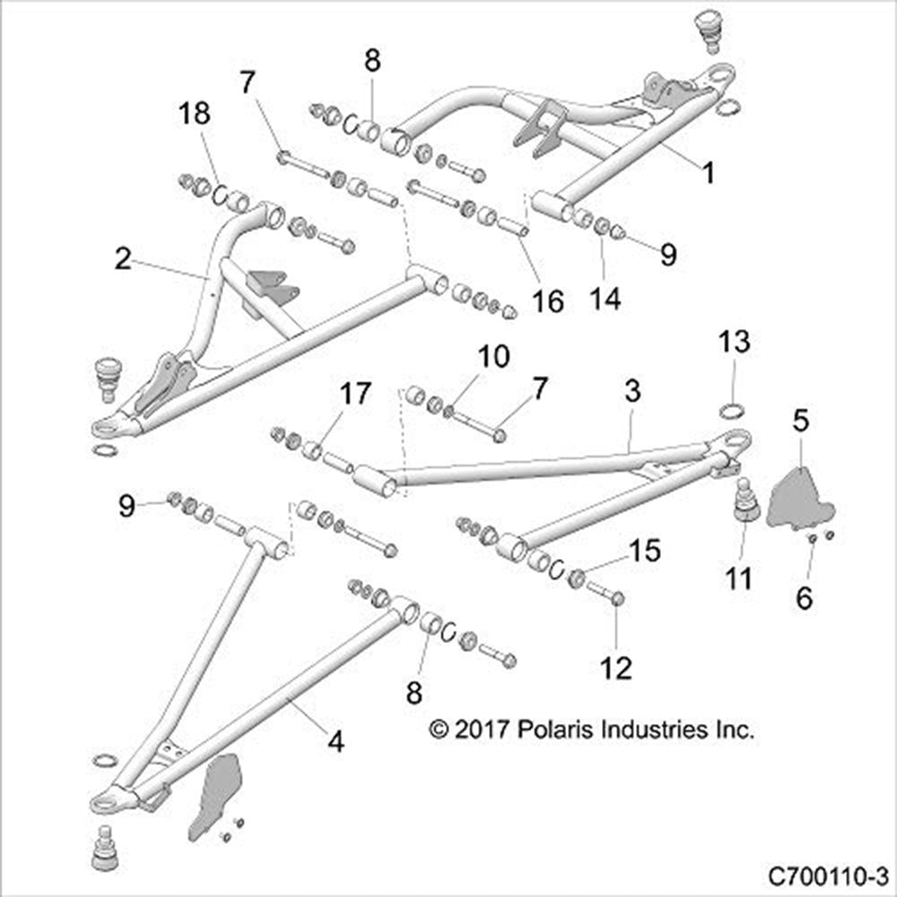 Polaris 1023168-293 Indy Red Front Right Upper Control Arm RZR RS1 EPS 2018-2020
