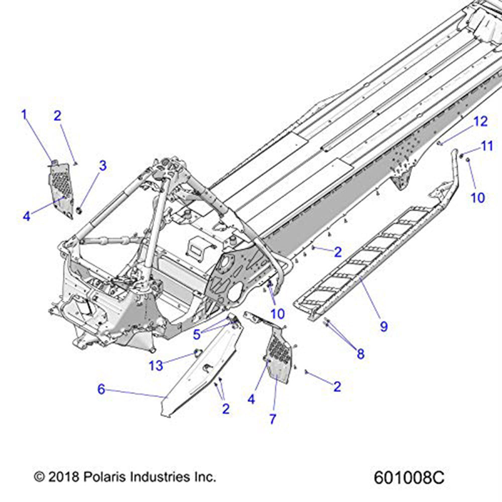 Polaris 1023200-728 Ghost Grey Right Running Board RMK SKS 850 2020-2021