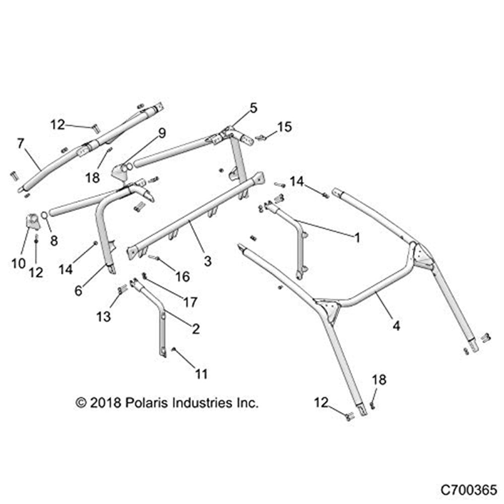 Polaris 1024890-458 Matte Black Rear Left ROPS RZR  XP  Turbo  S  4 2018-2021