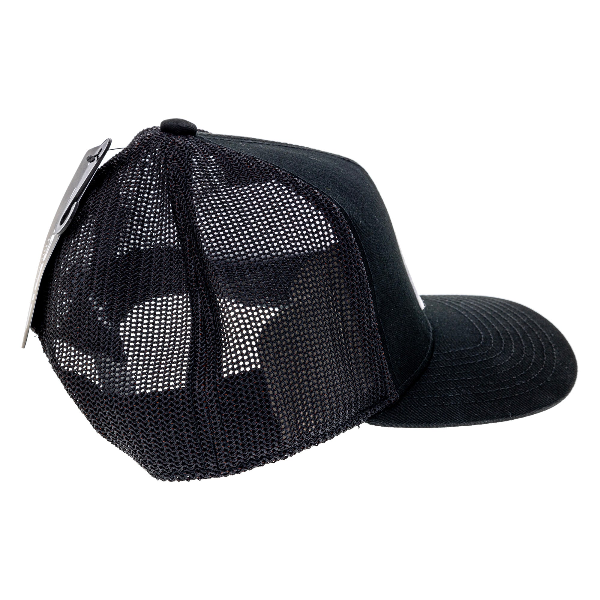Polaris 2833125 Mens Black Retro Logo Mesh Snapback Hat Antique Brass Buckle Closure - One