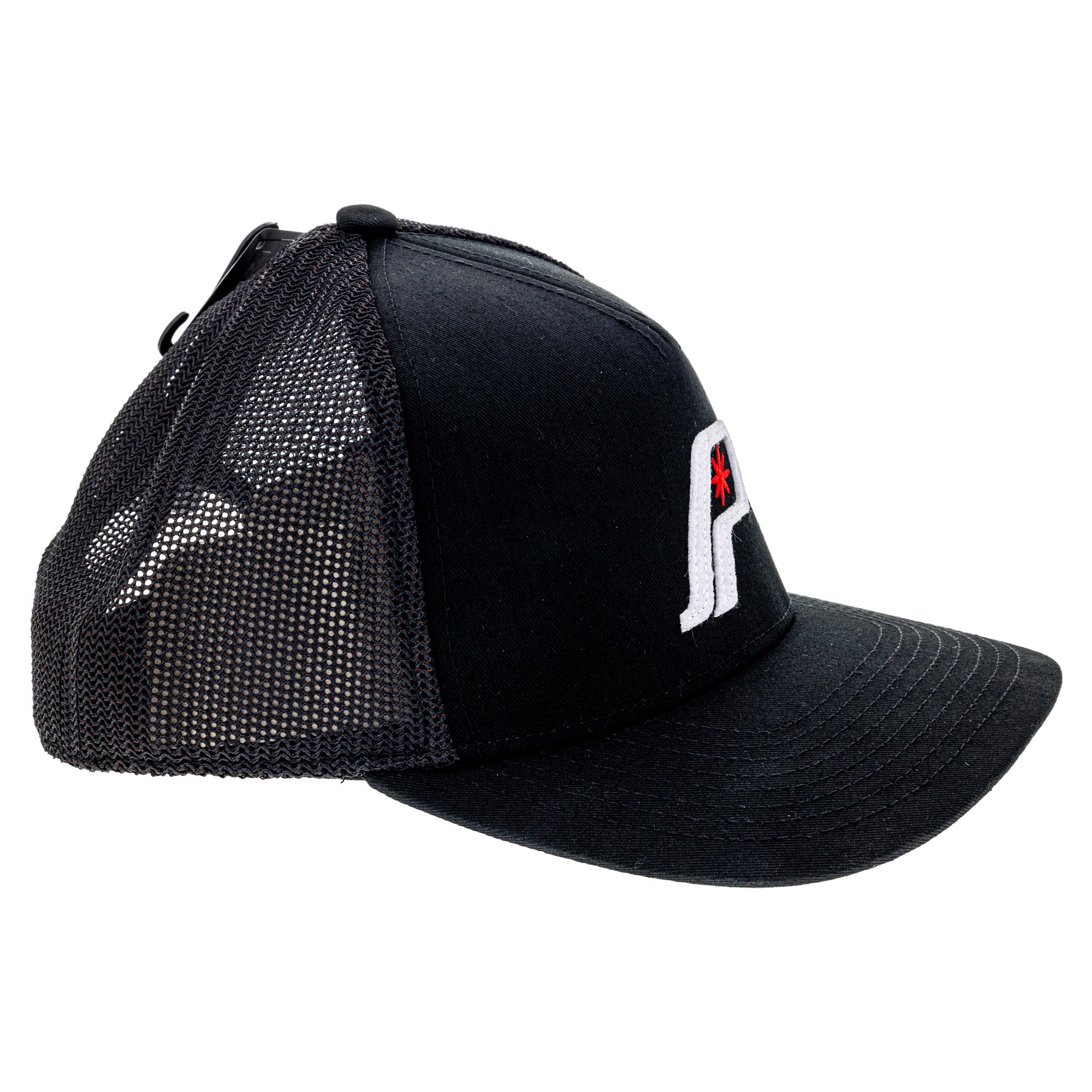 Polaris 2833125 Mens Black Retro Logo Mesh Snapback Hat Antique Brass Buckle Closure - One