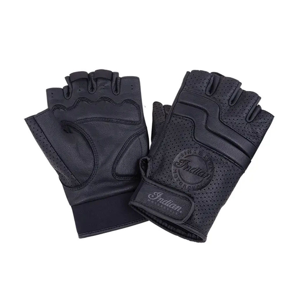 Indian Motorcycle Mens Leather Fingerless Denton Glove