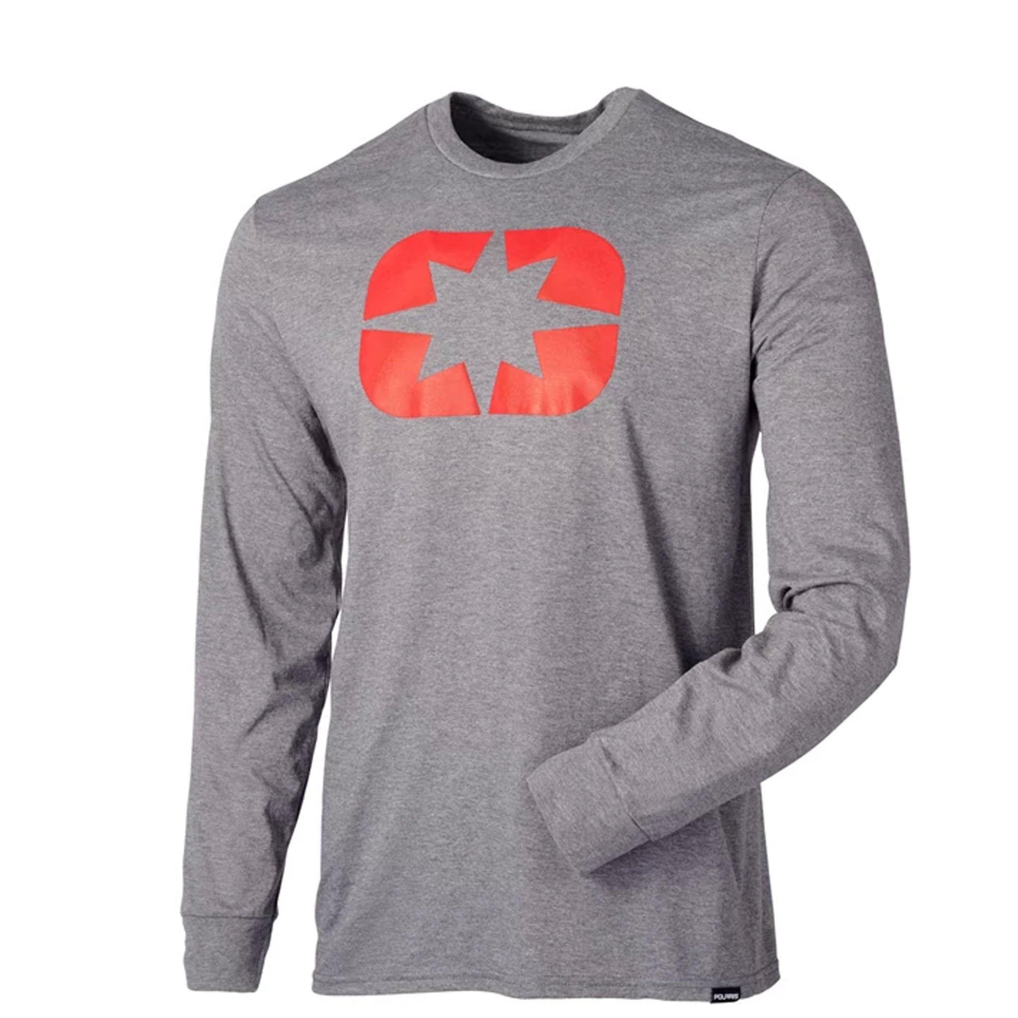 Polaris Icon Long Sleeve T-Shirt Grey/Red Mens