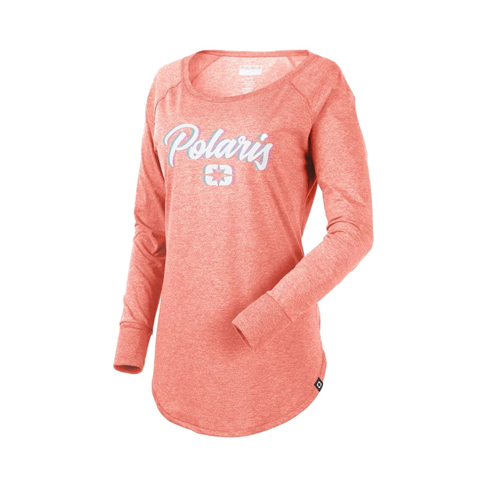 Polaris Women's Shadow Script Long Sleeve Tee Pink Womens