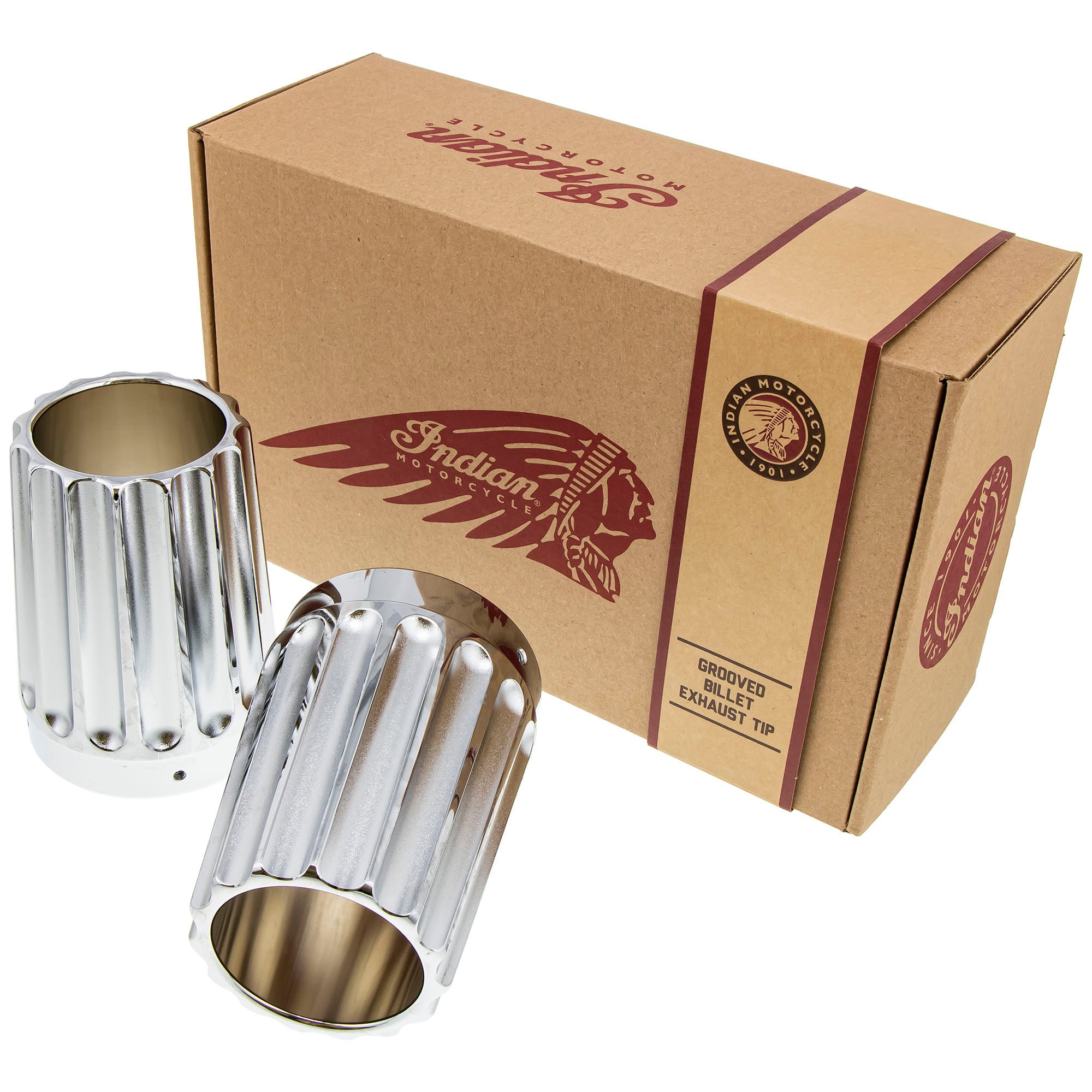 Indian Motorcycle Polaris 2880799-156 Chrome Grooved Exhaust Tips