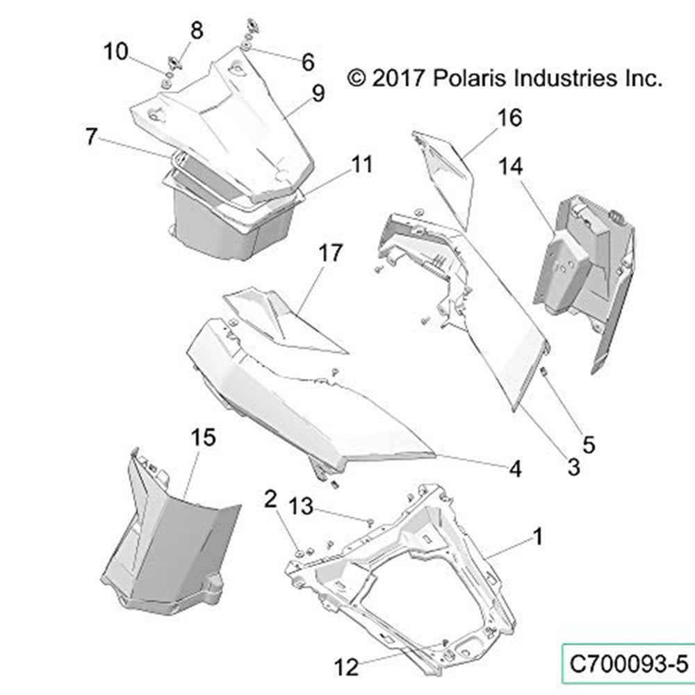 Polaris 5453957-070 Black Front Left Hand Lower Fender RZR RS1 EPS 2018-2022