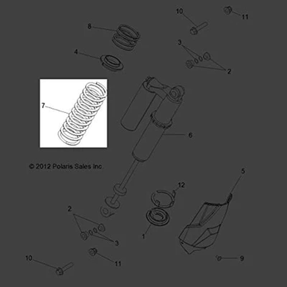 Polaris 7043784-385 Cloud Silver Rear Compression Spring RZR 900 XP  4 2012
