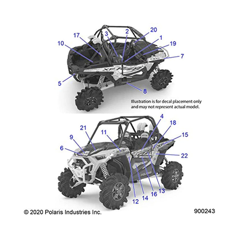 Polaris 7193486 Right Hand Top Upper Door Decal RZR 1000 XP 2021