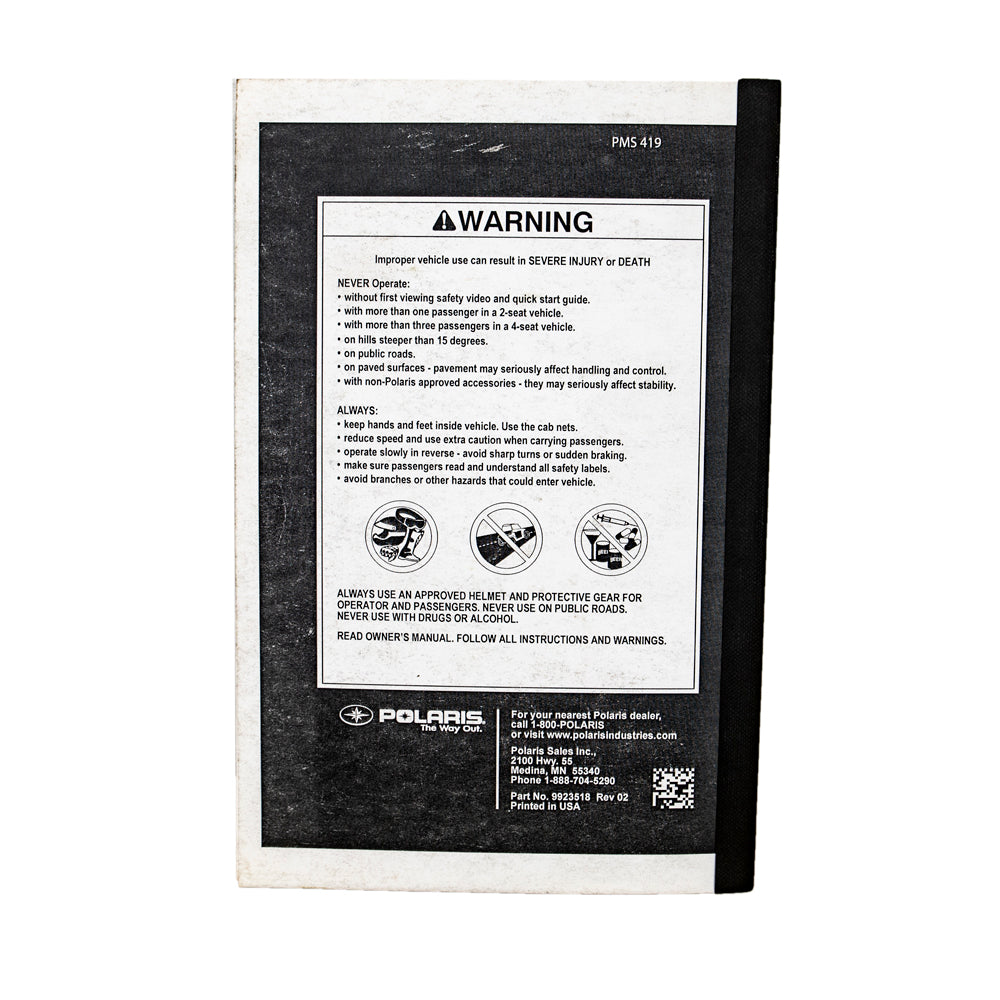 Genuine OEM Polaris Manual RZR 9923518