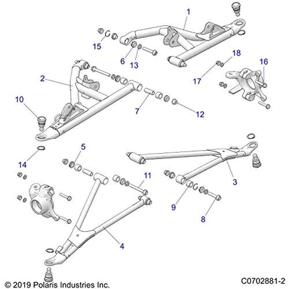 Polaris Blue Front Left Upper Control Arm 1544322-751