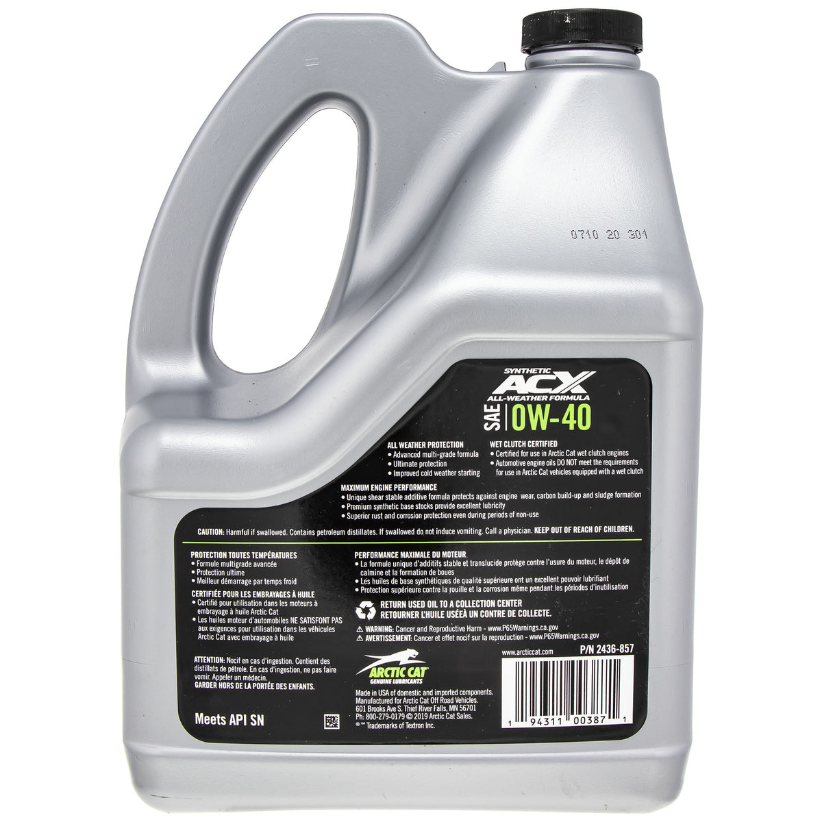 Arctic Cat Synthetic 4-Cycle Engine Oil 0W-40 1 Gal 2436-857