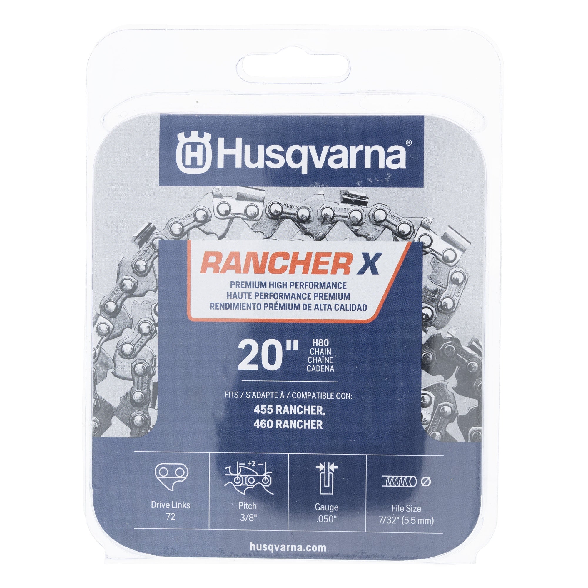 Husqvarna 531300441 20" Chain 3/8" Pitch .050" Gauge 72DL 501965872 608100608