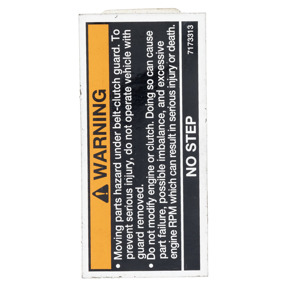Polaris No Step Clutch Cover Warning Decal 7173313 alternate view