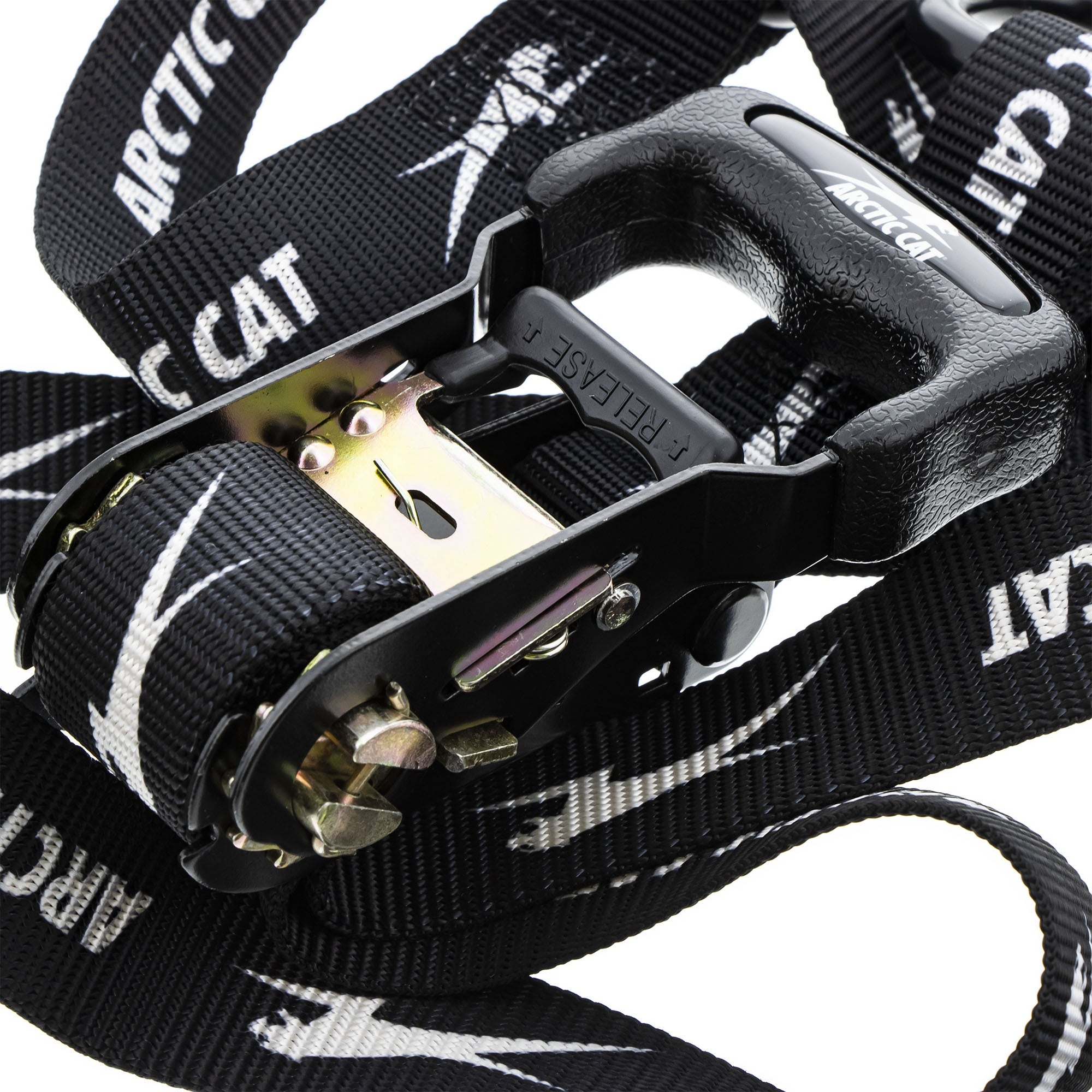 Arctic Cat 7639-183 Black Tie Down Ratchet Straps w Clip Spring Loaded S-Hooks
