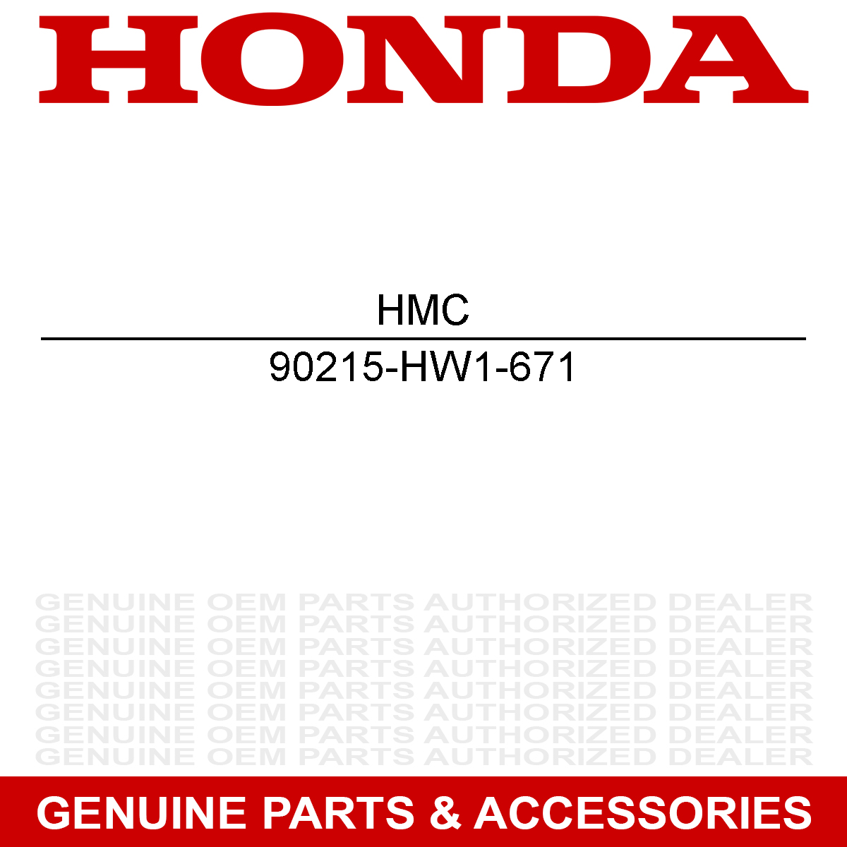 Honda Flange Bolt 6x16 90215-HW1-671