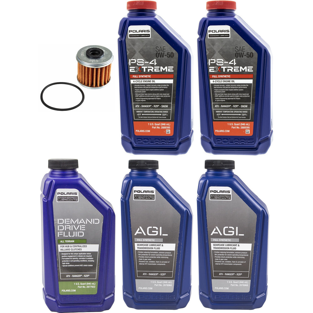Polaris 2 Quart PS-4 Extreme 0W-50 Oil & Drivetrain Fluid Service Kit FKFSK20034