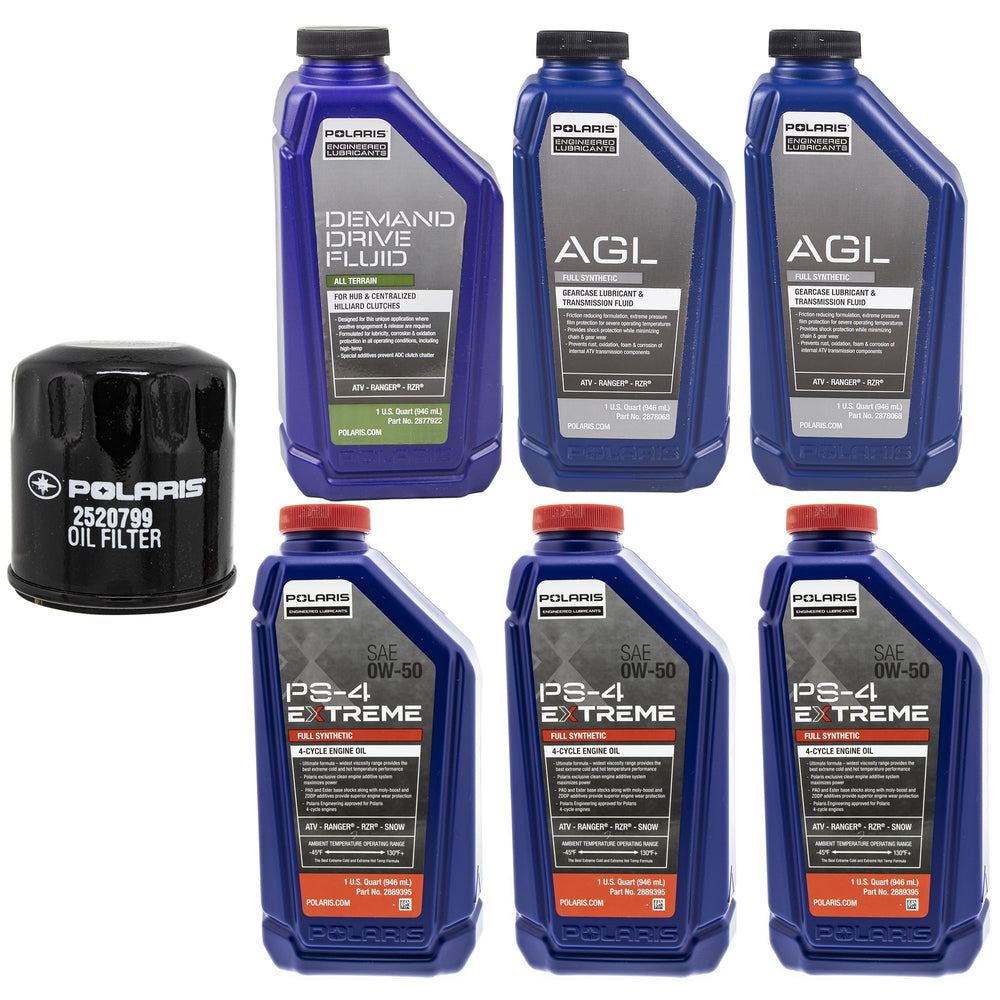 Polaris 3 Quart PS-4 Extreme 0W-50 Oil & Drivetrain Fluid Service Kit FKFSK20045