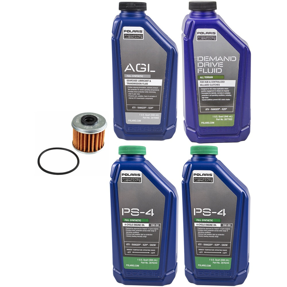 Polaris 2 Quart PS-4 5W-50 Oil & Drivetrain Fluid Service Kit FKFSK20074
