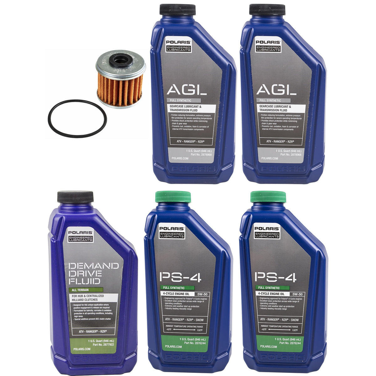 Polaris 2 Quarts PS-4 5W-50 Oil & Drivetrain Fluid Service Kit FKFSK20086