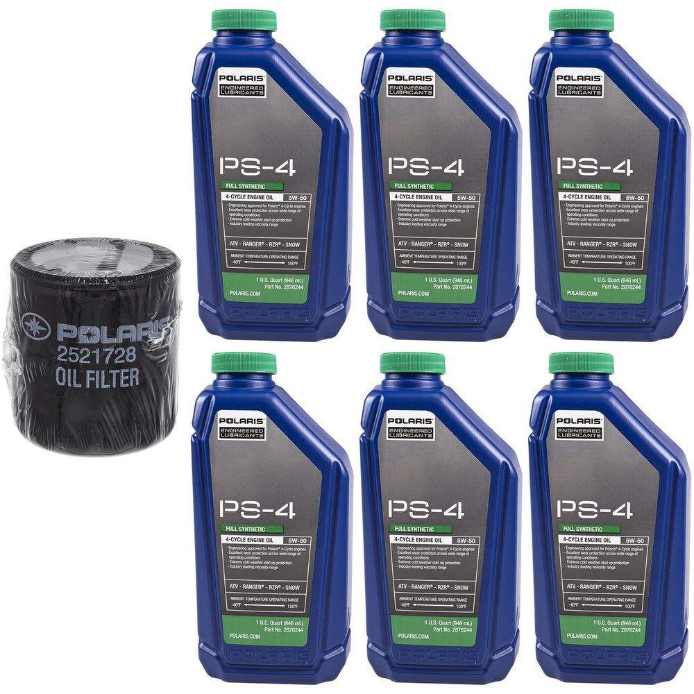 Polaris 6 Quarts PS-4 Full Synthetic 5W-50 Oil Change Kit FKOCK20106