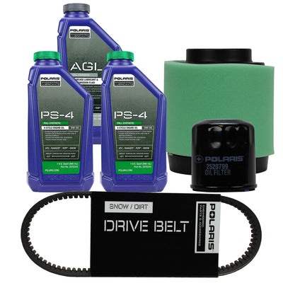 Polaris 2 Quarts PS-4 5W-50 Oil & AGL Transmission Fluid Service Kit with Air Filter & Drive Belt FKOCK10462