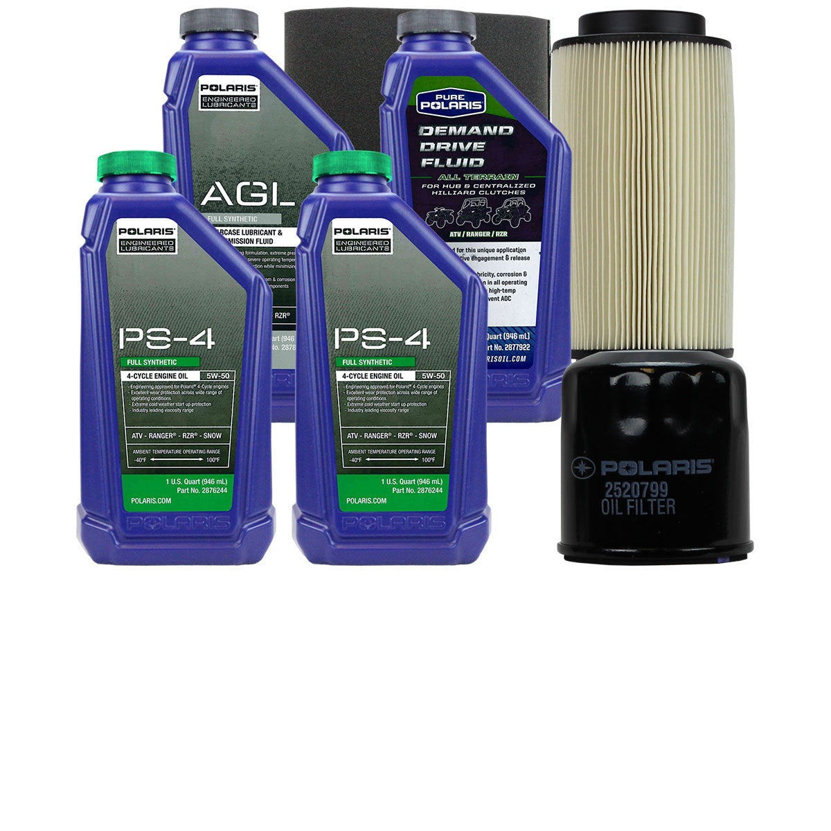 Polaris 2 Quarts PS-4 5W-50 Oil & Drivetrain Fluid Service Kit with Air Filter FKOCK10233