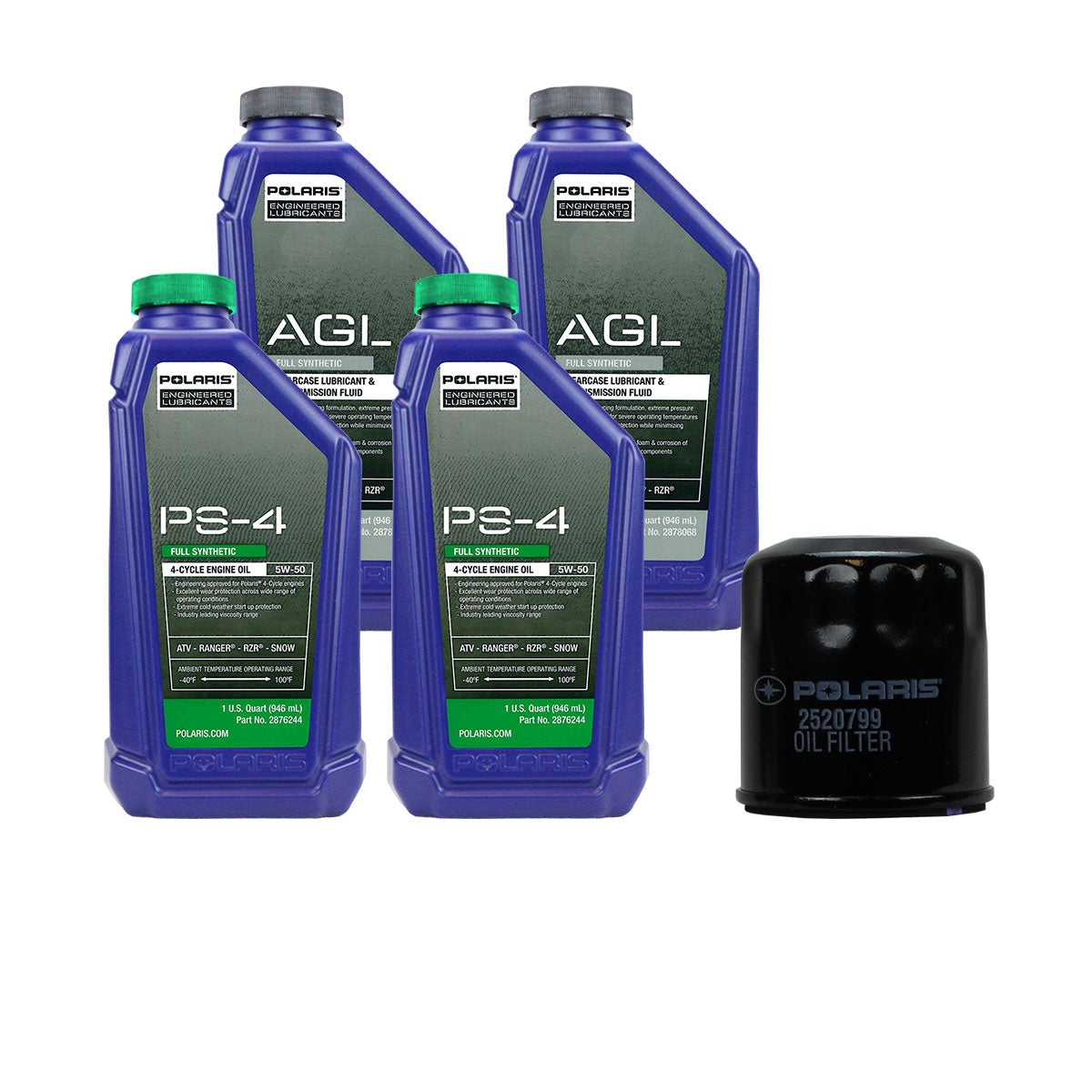 Polaris 2 Quarts PS-4 5W-50 Oil & AGL Transmission Fluid Service Kit FKOCK10492