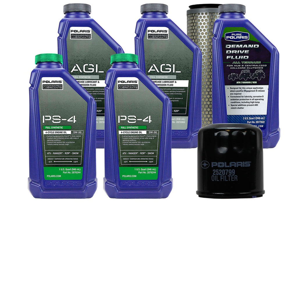Polaris 2 Quarts PS-4 5W-50 Oil & Drivetrain Fluid Service Kit with Air Filter FKOCK10085