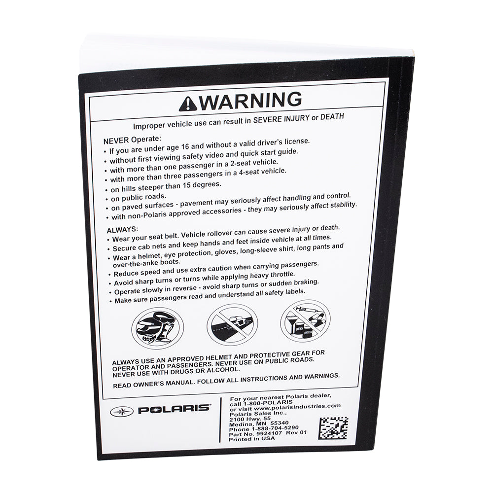 Genuine OEM Polaris Owners Manual RZR 9924107