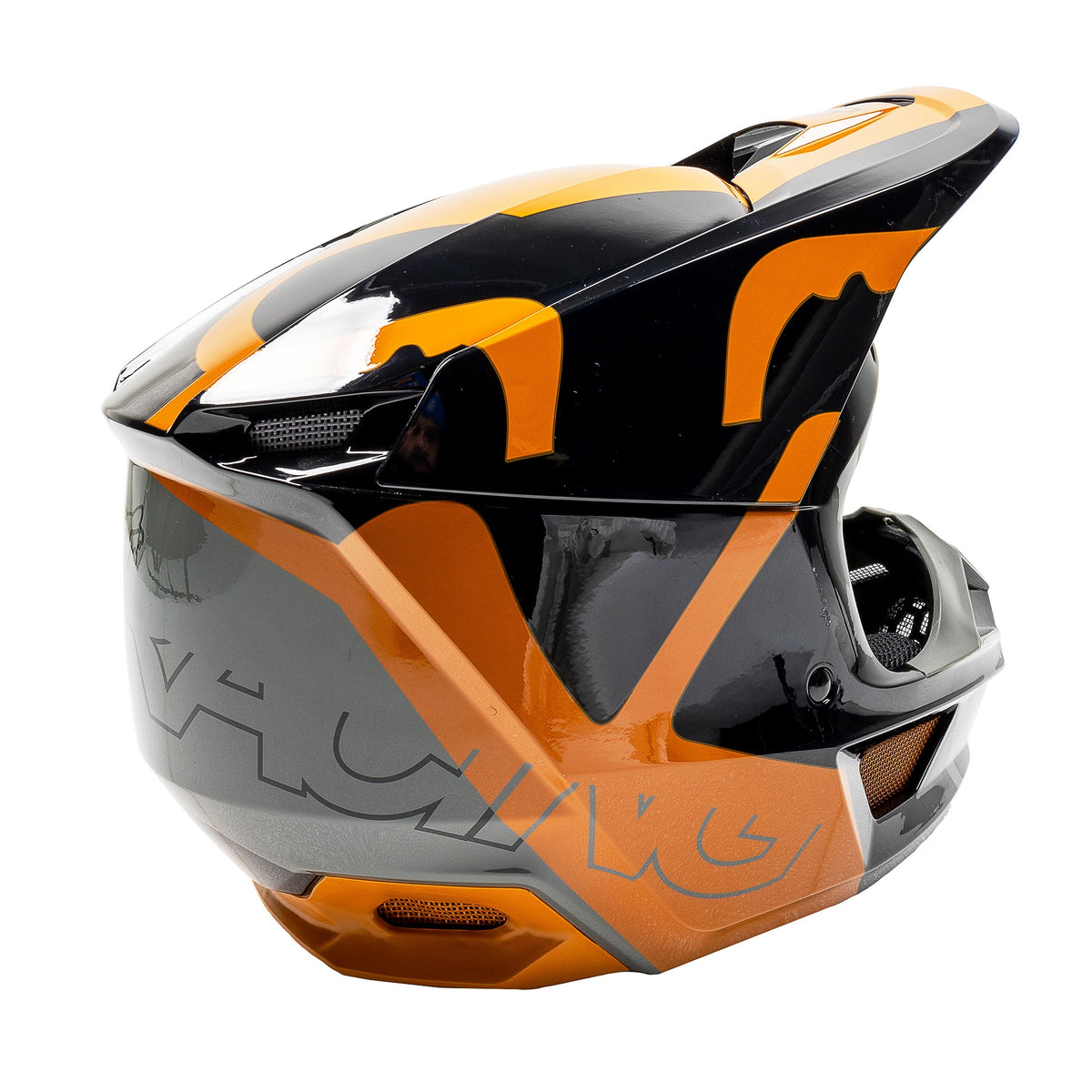 Fox Racing 28357-595-YM Youth Black Gold V1 Skew Helmet DOT ECE Certified Lightweight