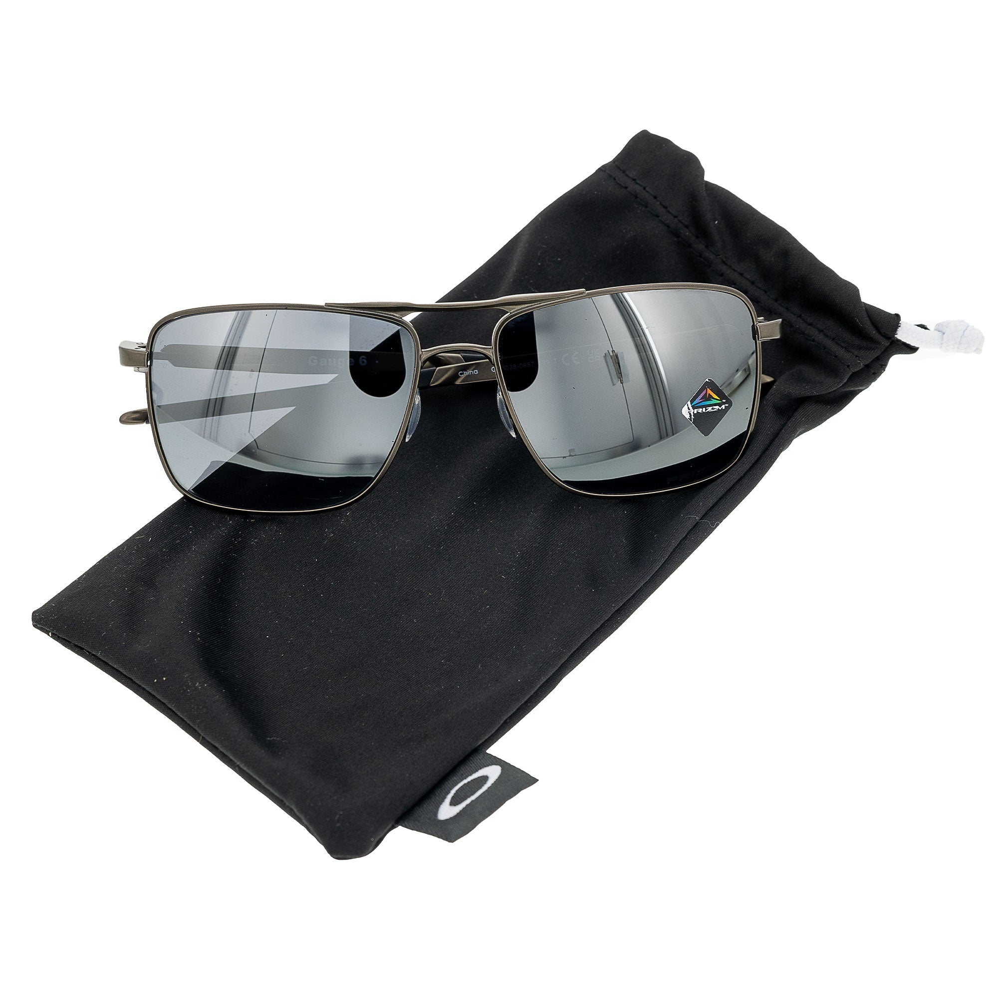Luxottica Oakley OO6038-0657 Gauge 6 Sunglasses Pewter Frame Prizm Black