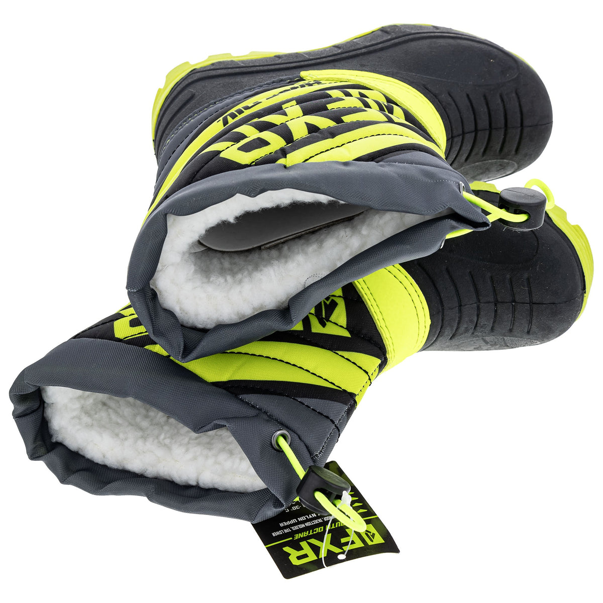 Open-box.FXR Youth Octane Snowmobile Boots Fully Waterproof Black/Hi-Vis SDP299