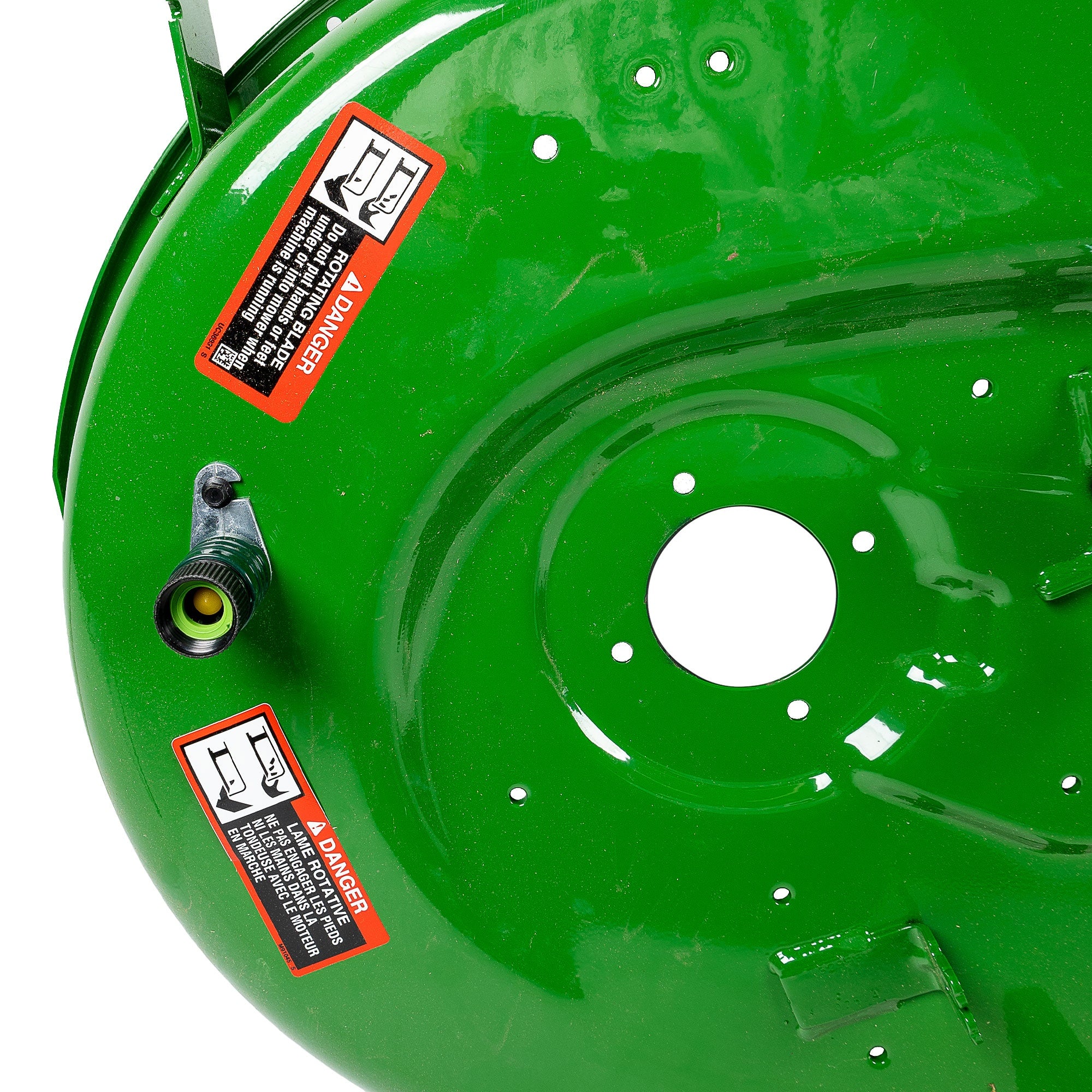 This is an open-box sale, and will not come in OEM packaging. Genuine John Deere .Product has cosmetic imperfections.Kit is missing parts. Discounted John DeereProduct. This item is sold as-is.Genuine John Deere OEM 100 Series Mower Deck # AUC16767