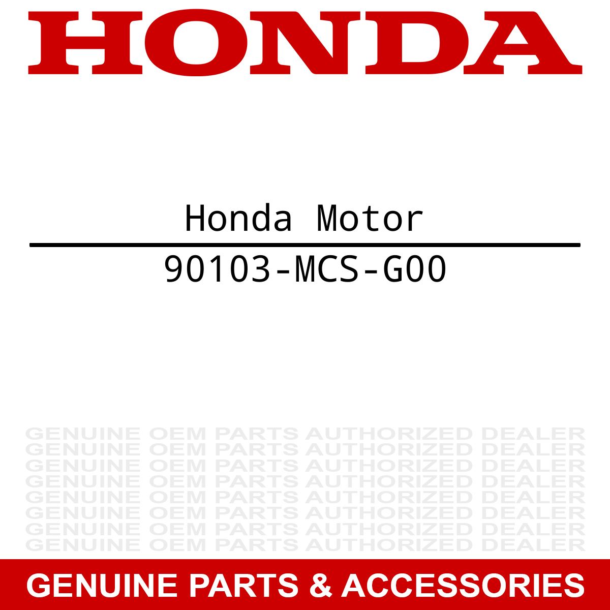 Honda 90103-MCS-G00 Bolt TRX450R TRX450ER TRX400X Stateline 1300 400 420 450 500