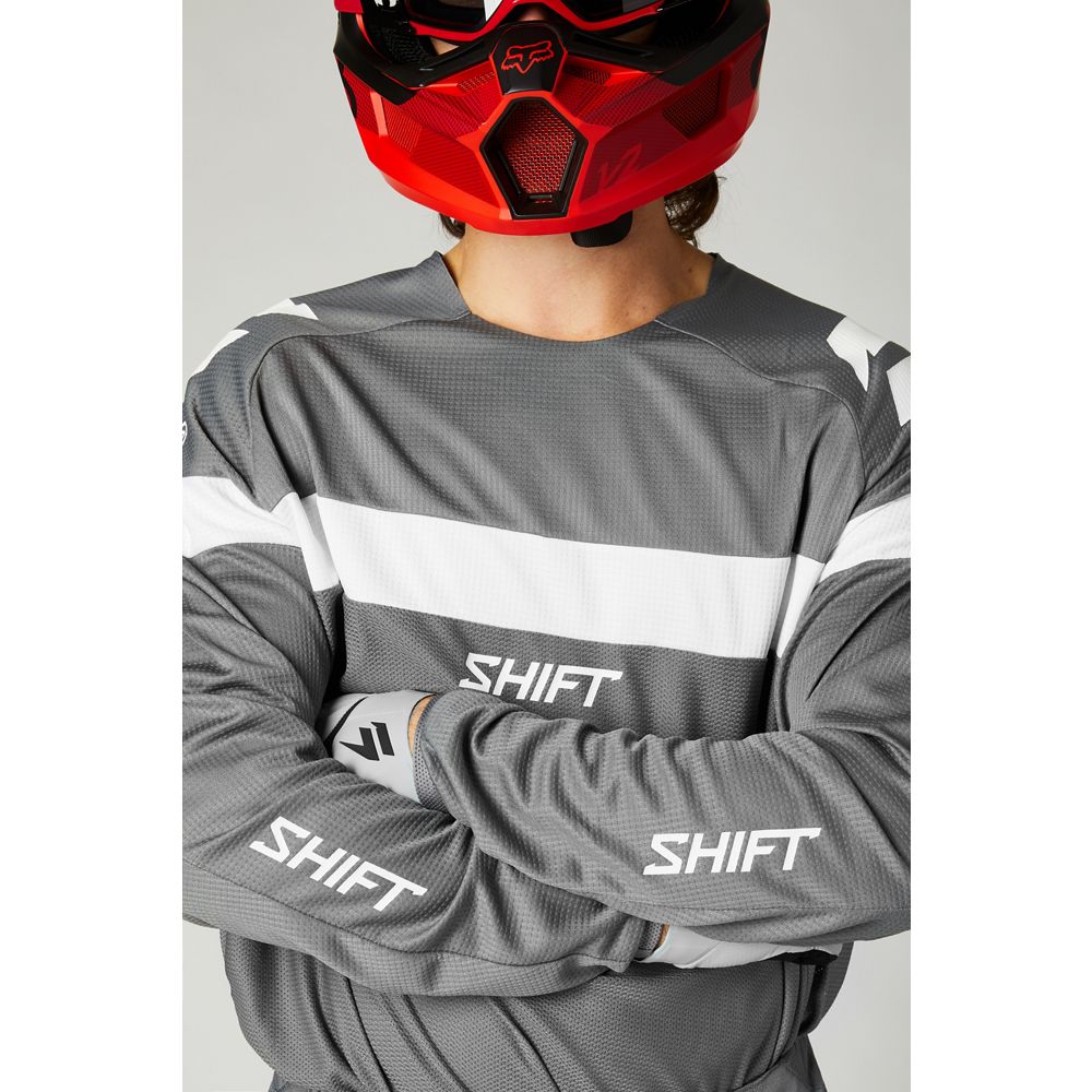 SHIFT  Racing Mens Gray White White Label Void Jersey Long Sleeve Offroad MotoX
