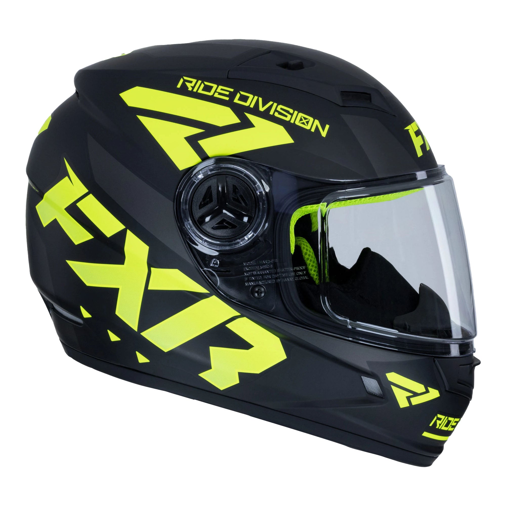 FXR  Youth Nitro Core Snowmobile Helmet Lightweight Quick Release Black Hi-Vis FMVSS 218