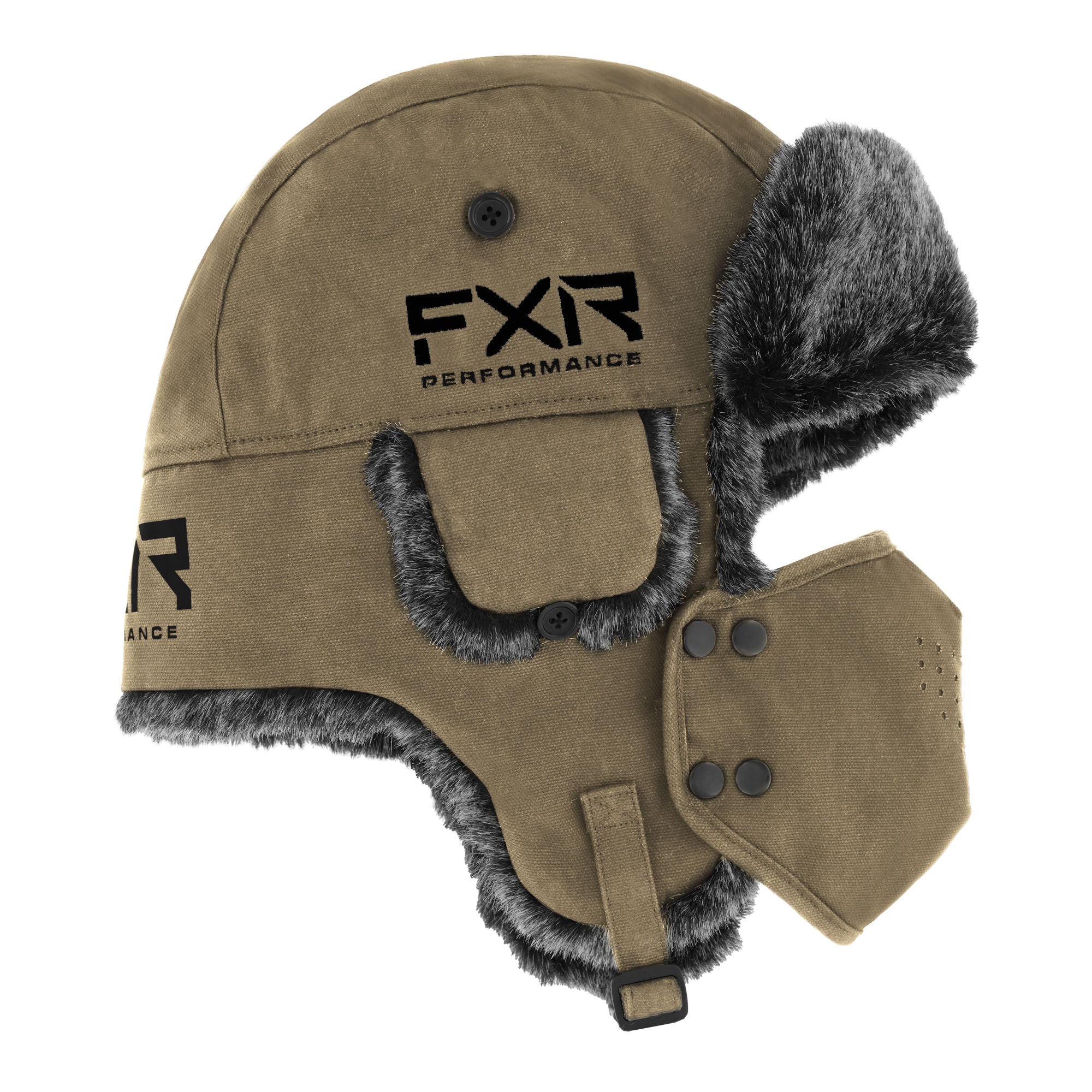 FXR  Youth Trapper Hat Cap Nylon Faux Fur Lining Chin Clip Removable Vented